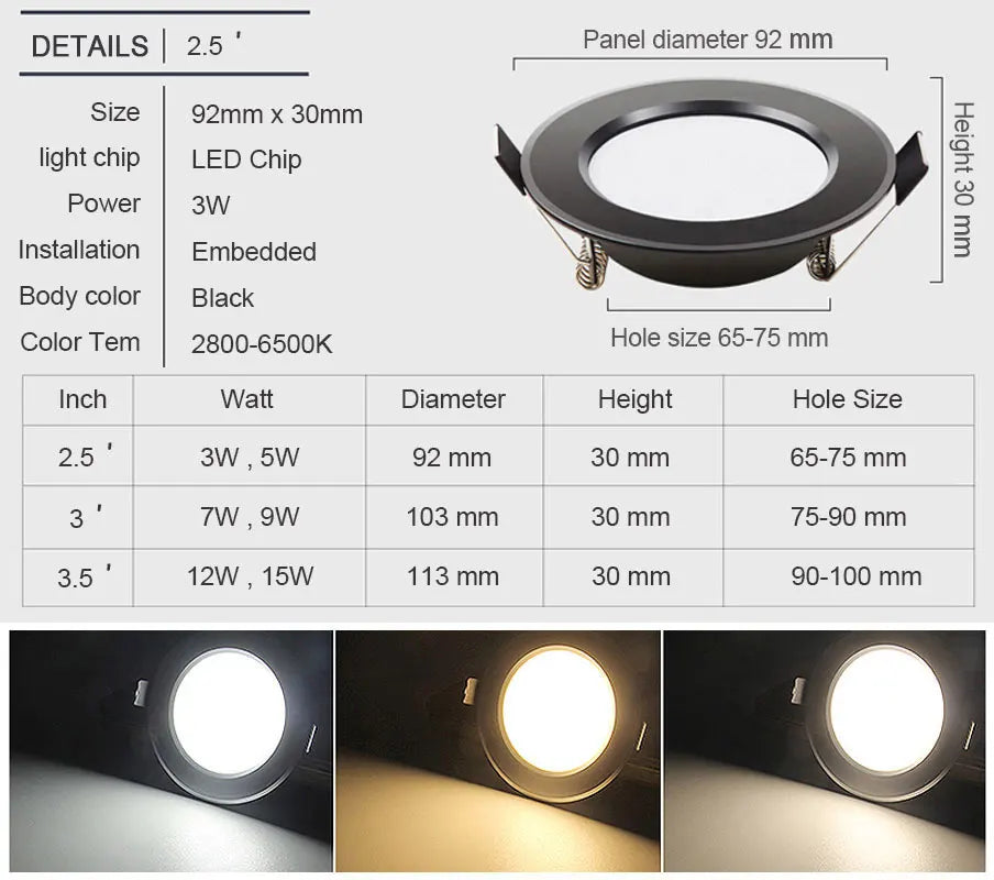 Set aus 10 wasserdichten LED-Einbaustrahlern für die Innenbeleuchtung - vue 8 sur 9