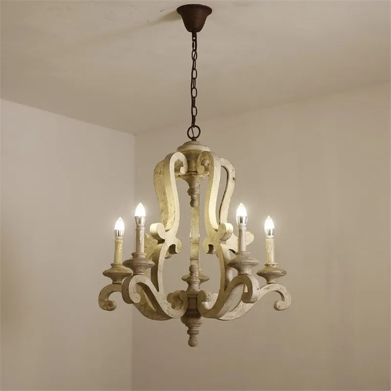 lustre en bois de style européen pour décoration intérieure - vue 5 sur 6