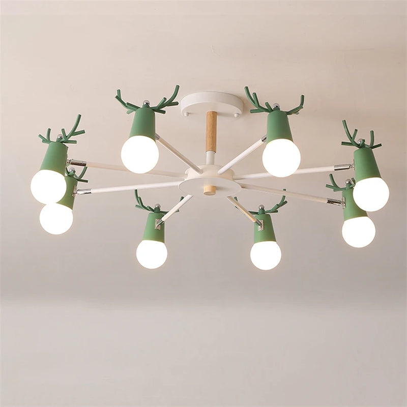 lustre en bois nordique led macaron pour chambre d'enfant