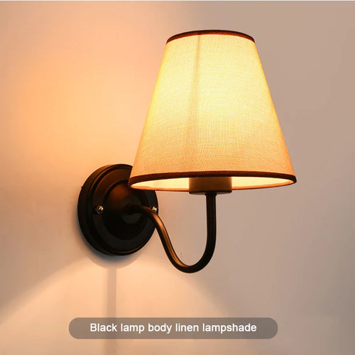 Amerikanische Retro-Wandleuchte aus Stoff mit europäischem LED-Lampenschirm - vue 12 sur 14