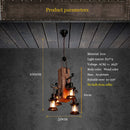 Suspension industrielle en bois avec luminaire en verre