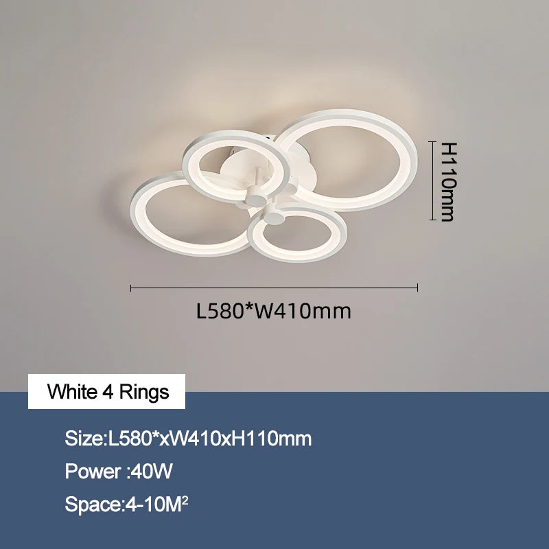 lustre moderne à anneaux circulaires avec éclairage led - vue 11 sur 14