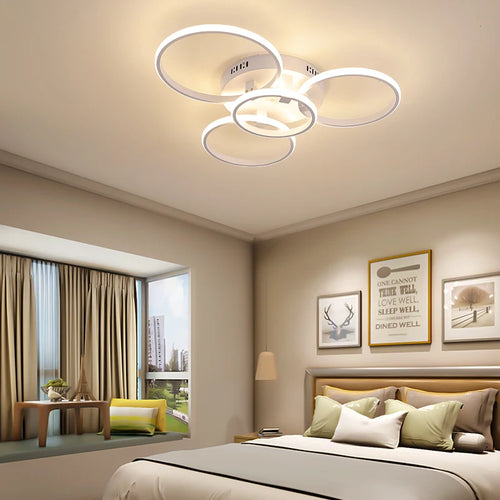 NEO Gleam Moderne LED-Deckenleuchte dimmbar mit Fernbedienung Kreisringe Design für Wohnzimmer und Schlafzimmer - vue 4 sur 13