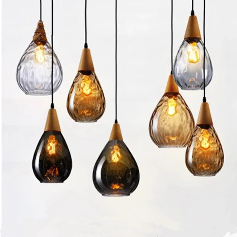 lampes suspendues en verre grain d'eau nordique rétro décoratives