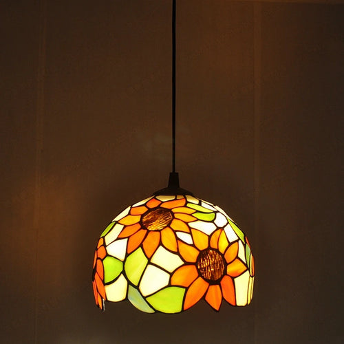Tiffany-Kronleuchter aus Buntglas für dekorative, antike Beleuchtung - vue 17 sur 19