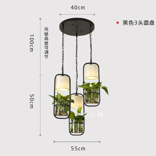 Industrielle Pendelleuchte aus Metall im modernen chinesischen Design - vue 9 sur 13