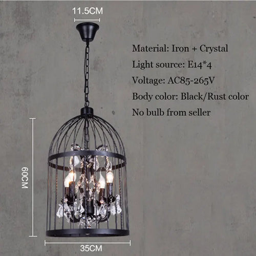 lustre cage oiseau en cristal vintage pour bar restaurant