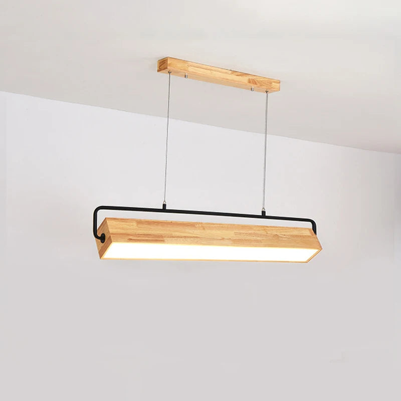 lampes suspendues nordiques en bois led modernes - vue 3 sur 7