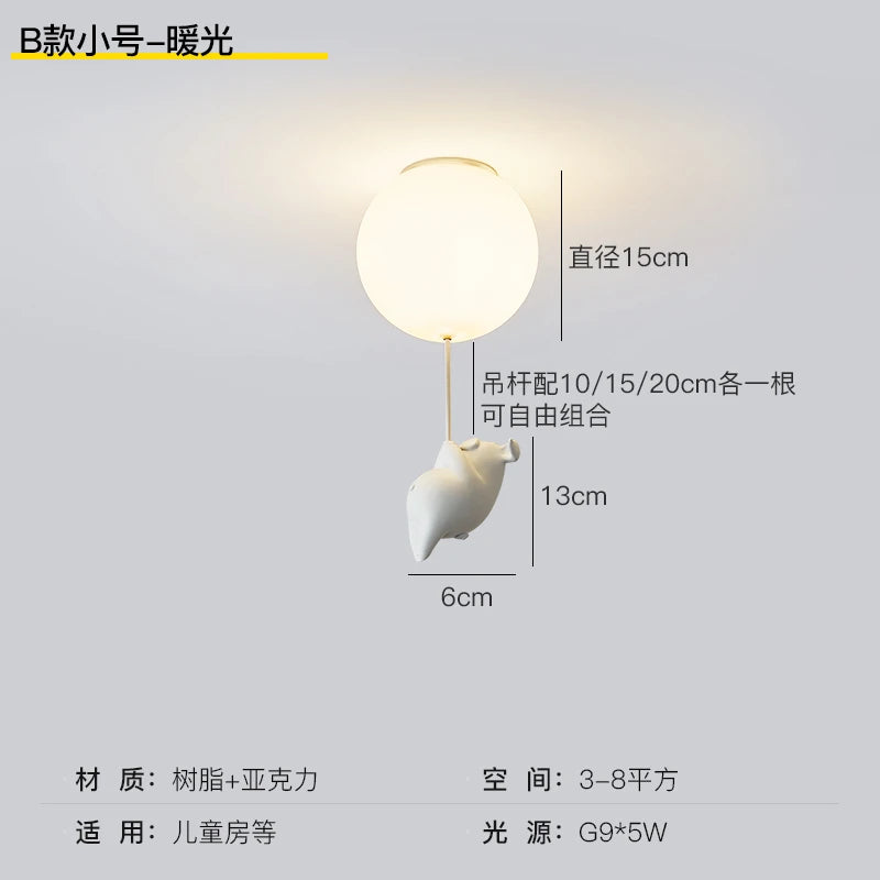 plafonnier led cochon volant pour décoration enfants - vue 14 sur 16