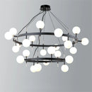 lustre nordique en fer avec boule de verre led pour restaurant
