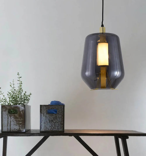 Vintage-Pendelleuchte aus Glas im nordischen Design kreativ - vue 4 sur 10
