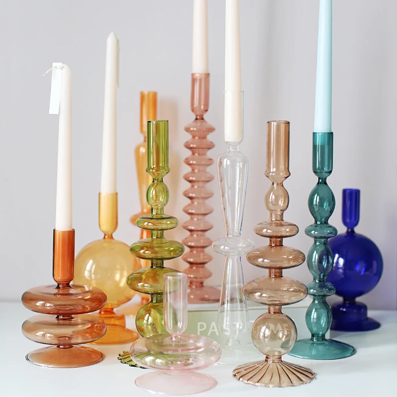 Nordic Glass candle holders, romantic Dinner home decoration, candlestick for birthday wedding, candle holder portavelas decor