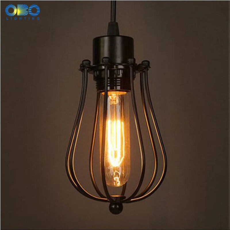 Suspension Vintage peintes en métal noir - vue 5 sur 6