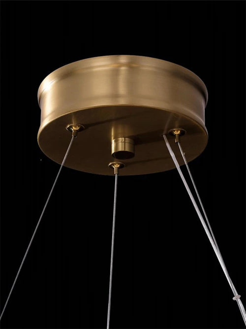 Kronleuchter aus Kupfer mit LED-Blattdesign im chinesischen Stil - vue 5 sur 9