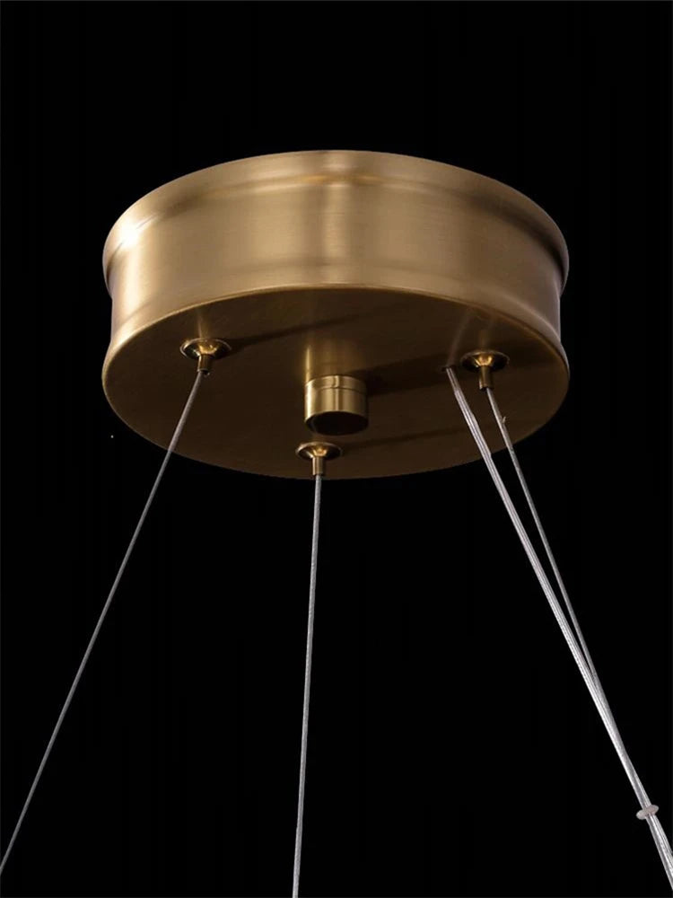 Kronleuchter aus Kupfer mit LED-Blattdesign im chinesischen Stil - vue 4 sur 9