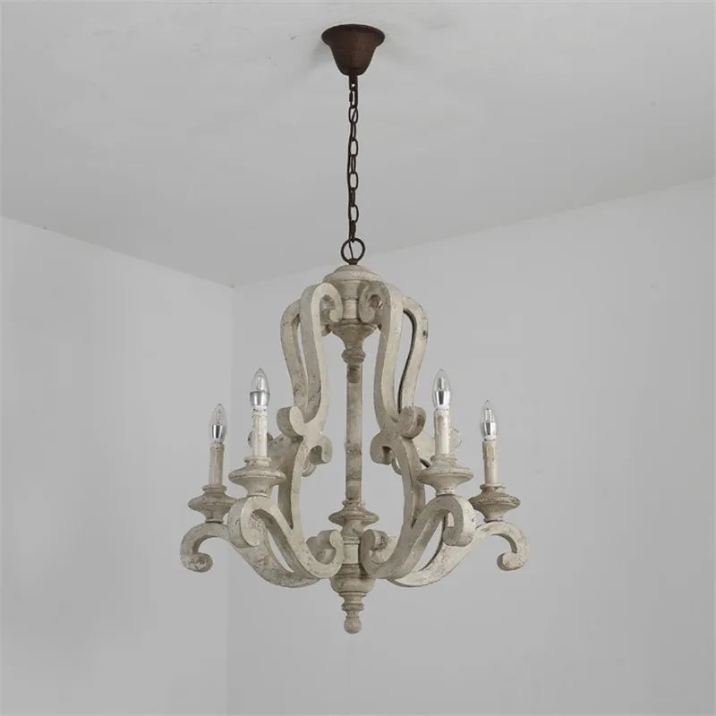 lustre en bois de style européen pour décoration intérieure - vue 4 sur 6