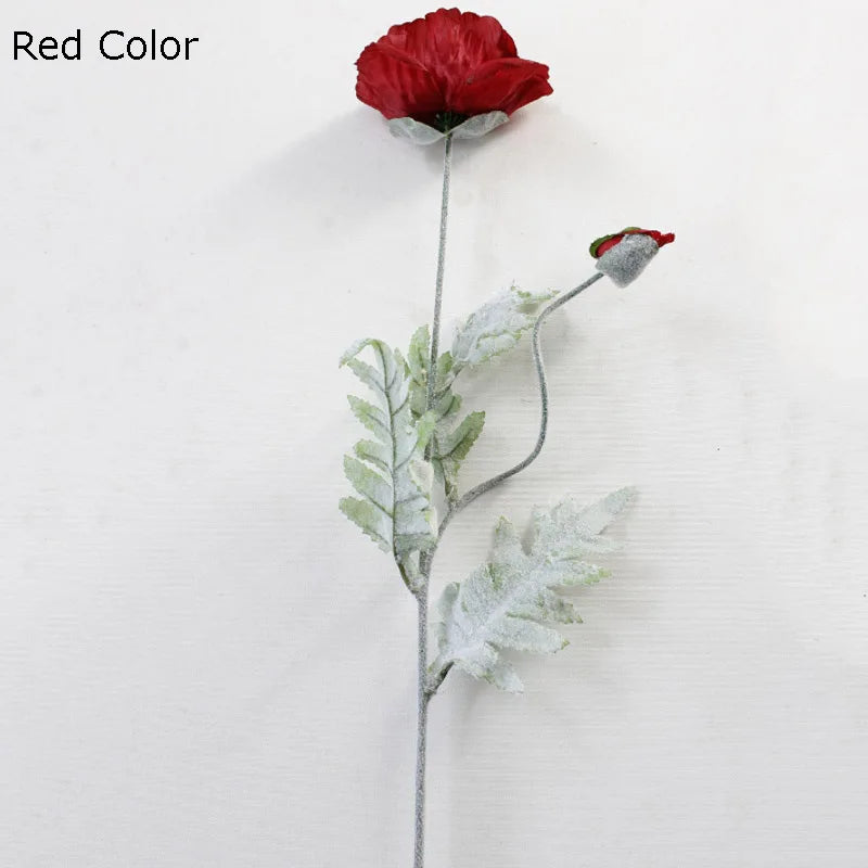 grande branche de fleurs artificielles pavot pour décoration printemps - vue 6 sur 9