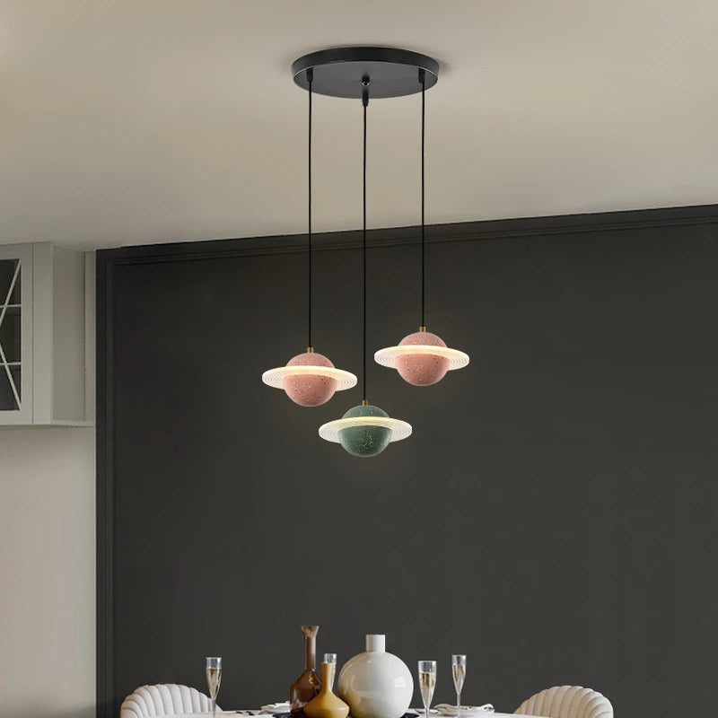 suspension modernes en ciment led pour restaurant barre lumineuse - vue 4 sur 23