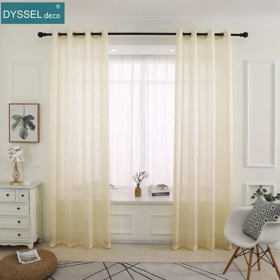 Rideau tulle carreaux style europeen pour salon chambre - vue 3 sur 7