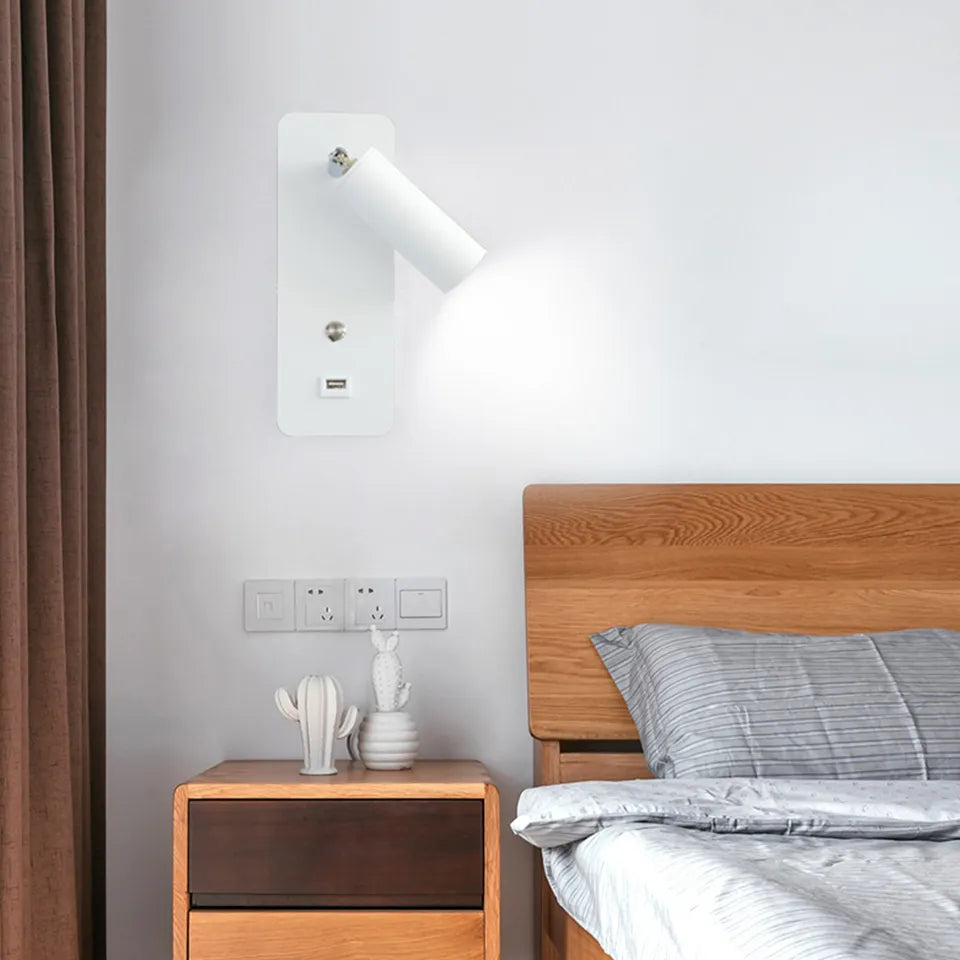 Applique murale LED lumières avec interrupteur et Interface USB mode 7W blanc noir applique luminaire couloir allée à côté de l'éclairage Art applique - vue 3 sur 9