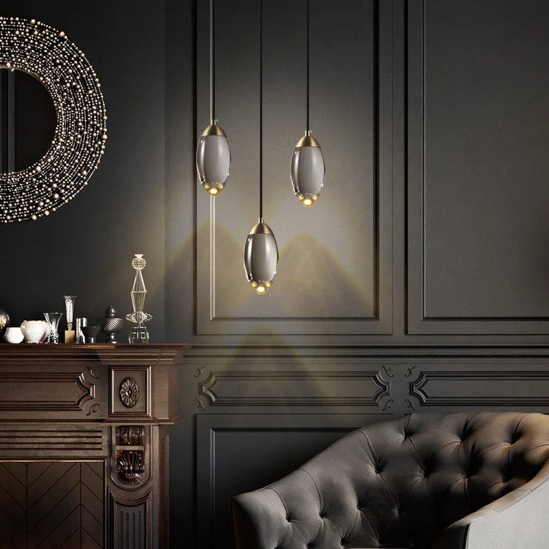 lampe de luxe en cristal k9 cuivre lustre créatif minimaliste - vue 4 sur 7