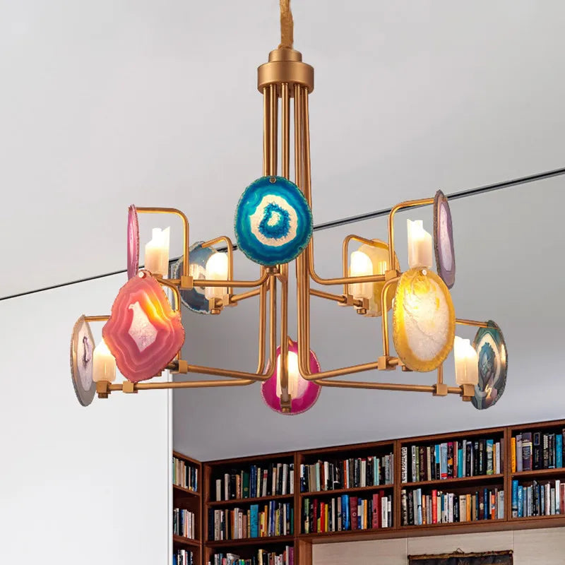 lustre nordique en agate à deux niveaux pour restaurant minimaliste