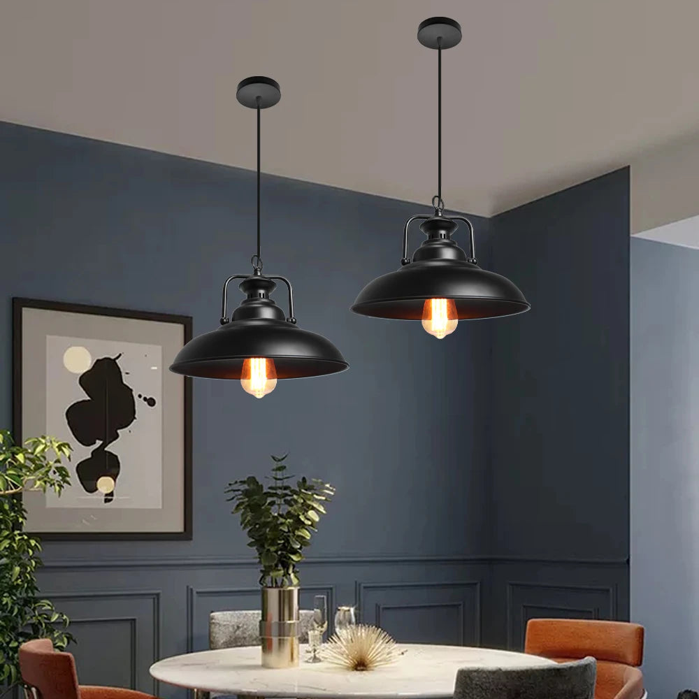 suspension loft industriel vintage lampe lustre rétro éclairage abat-jour - vue 3 sur 7