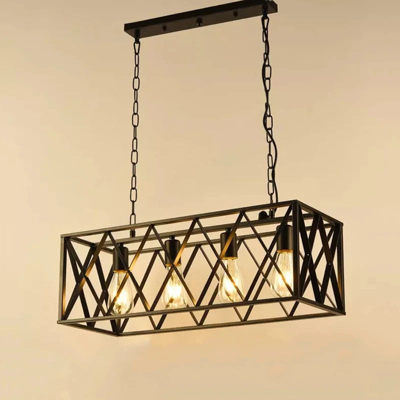 lustre loft vintage en fer pour bar club restaurant industriel - vue 4 sur 12