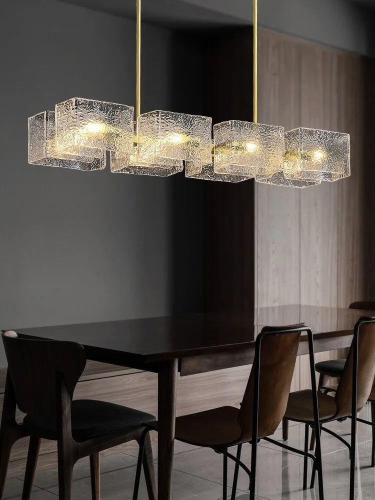 lustre moderne ondulation d'eau zhongdao luxe artistique verre