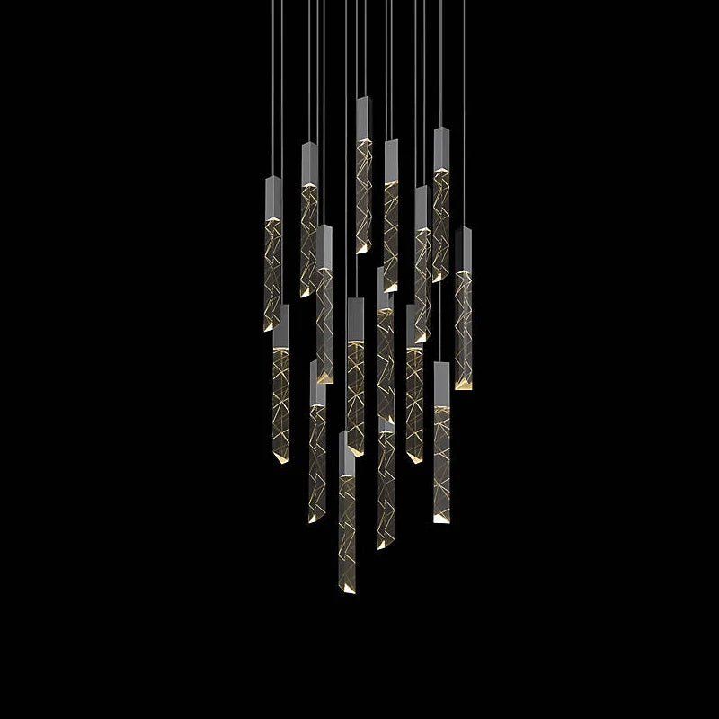 lustre nordique moderne en cristal pour espaces contemporains - vue 6 sur 14