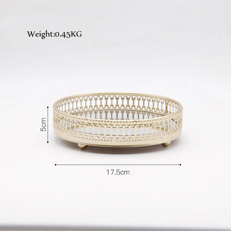plateau de rangement bijou de luxe en fer et miroir - vue 9 sur 14