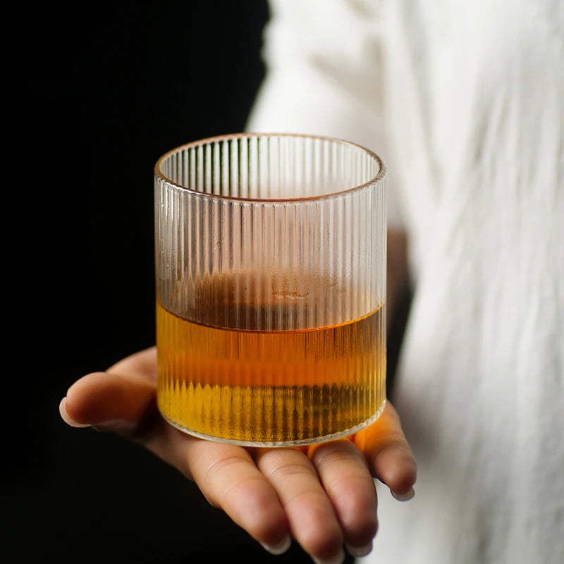 Ensemble 4 verres ondulés style relief verre transparent - vue 2 sur 7