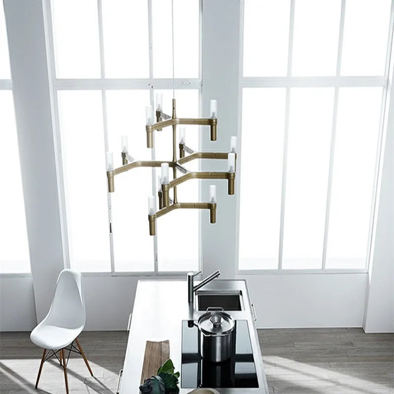 lustre moderne de luxe en métal éclairage suspendu réglable