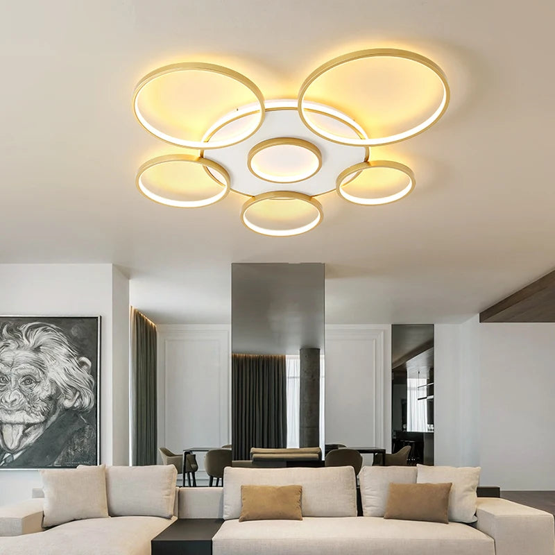 Lustre led moderne en bois et aluminium pour éclairage intérieur
