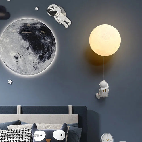 Astronauten-Wandleuchte Kinder 3D Mond Dekorativ Nachttisch - vue 3 sur 18