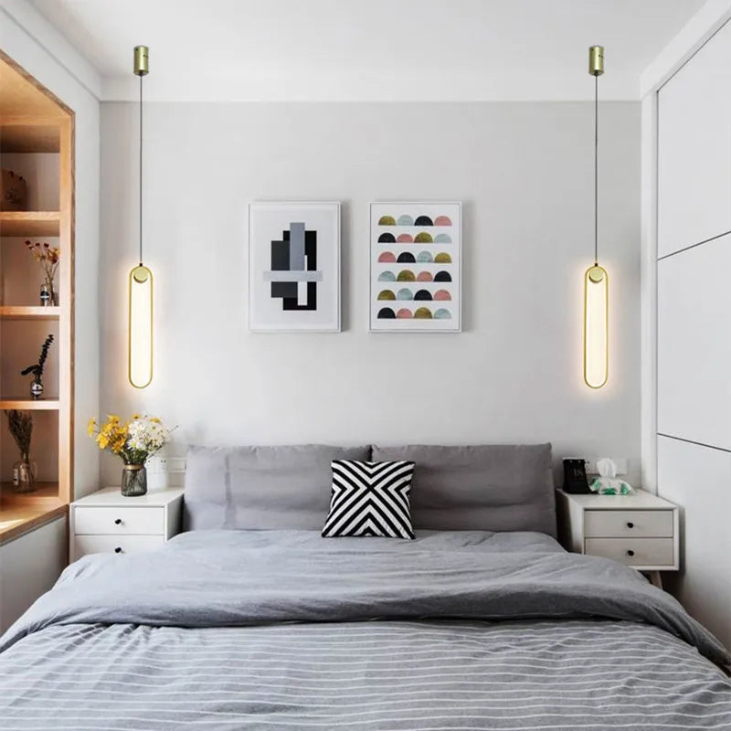lustre moderne led suspendu design minimaliste éclairage suspension - vue 4 sur 8