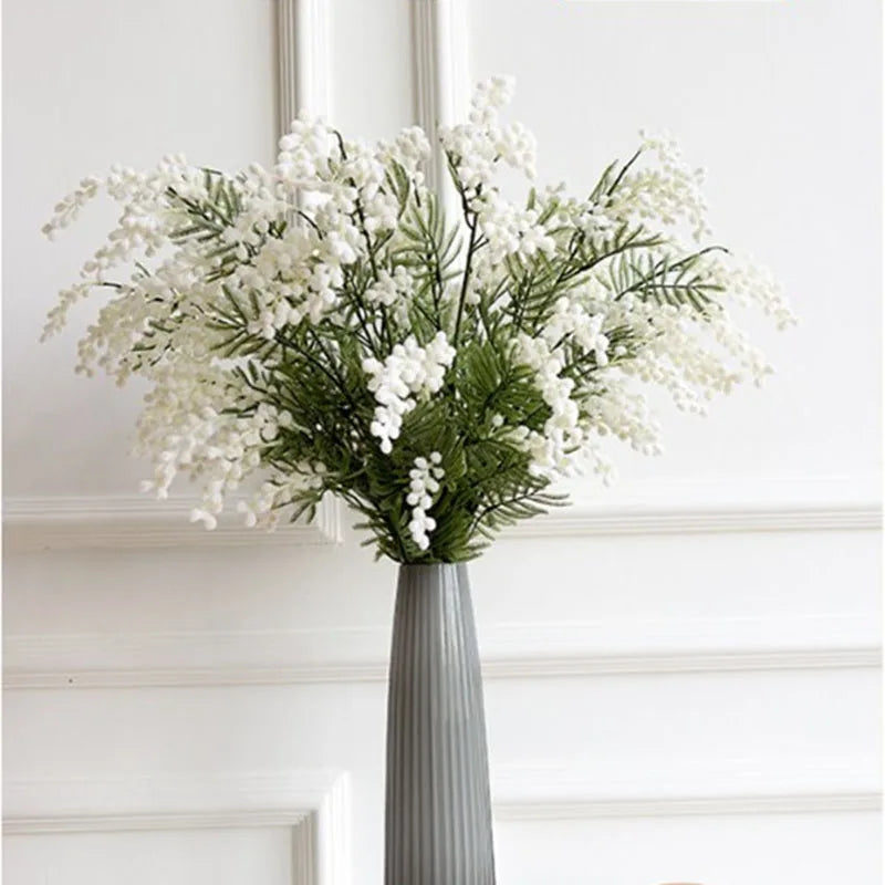 branche de mimosa artificielle avec feuilles de palmier tropicales - vue 4 sur 8