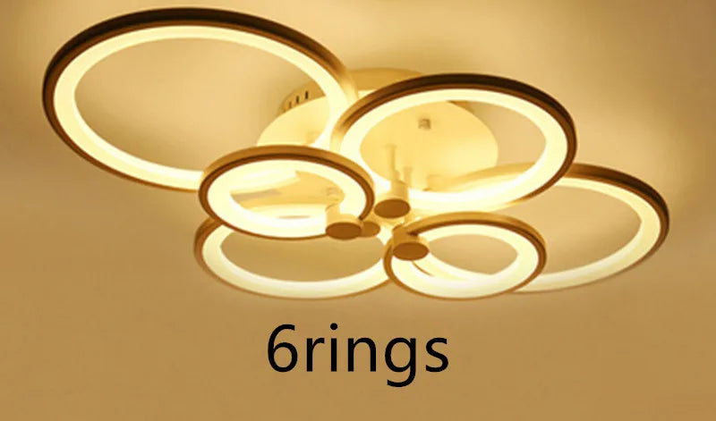 Moderner LED-Kronleuchter mit runden Ringen für die Innenbeleuchtung
