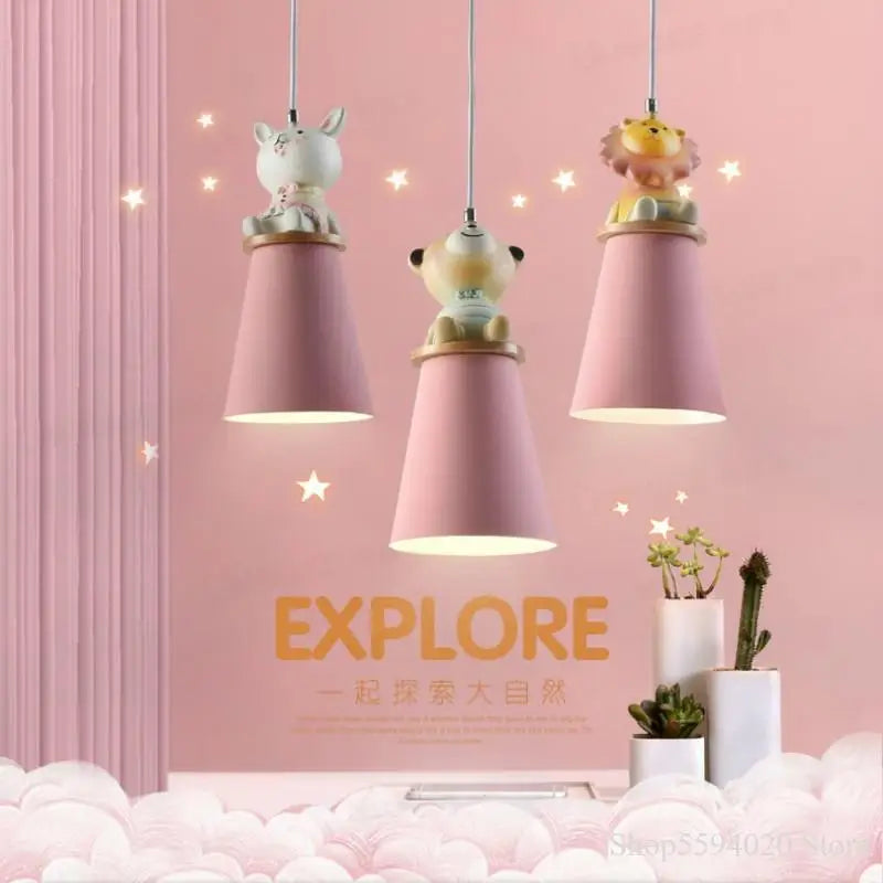 lustre créatif dessin animé animal pour chambre d'enfants - vue 3 sur 11