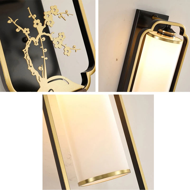 applique murale nouvelle en fer et verre style chinois - vue 7 sur 10