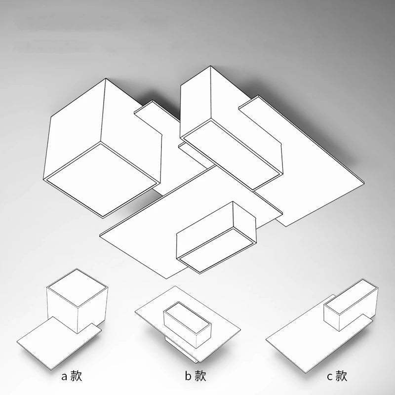 plafonnier nordique moderne simple boîte créative combinaison géométrique - vue 7 sur 11