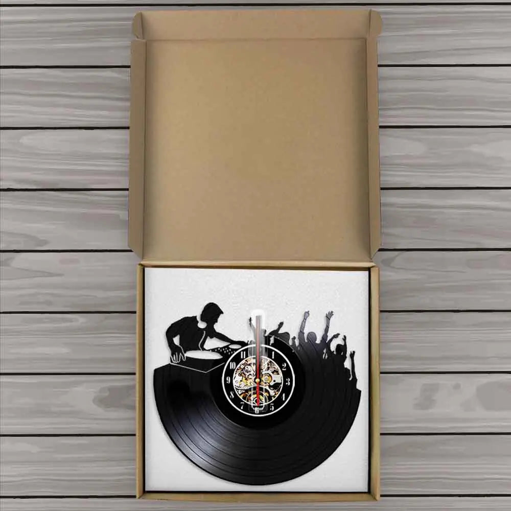 horloge murale 3d vinyle pour ambiance disco et soirée musicale - vue 8 sur 7
