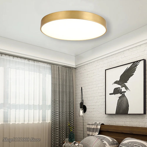 plafonnier led acrylique doré moderne ultrafin - vue 5 sur 10
