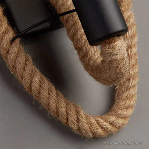 Wandleuchte aus Hanfseil im industriell-retro Vintage-Stil - vue 6 sur 8