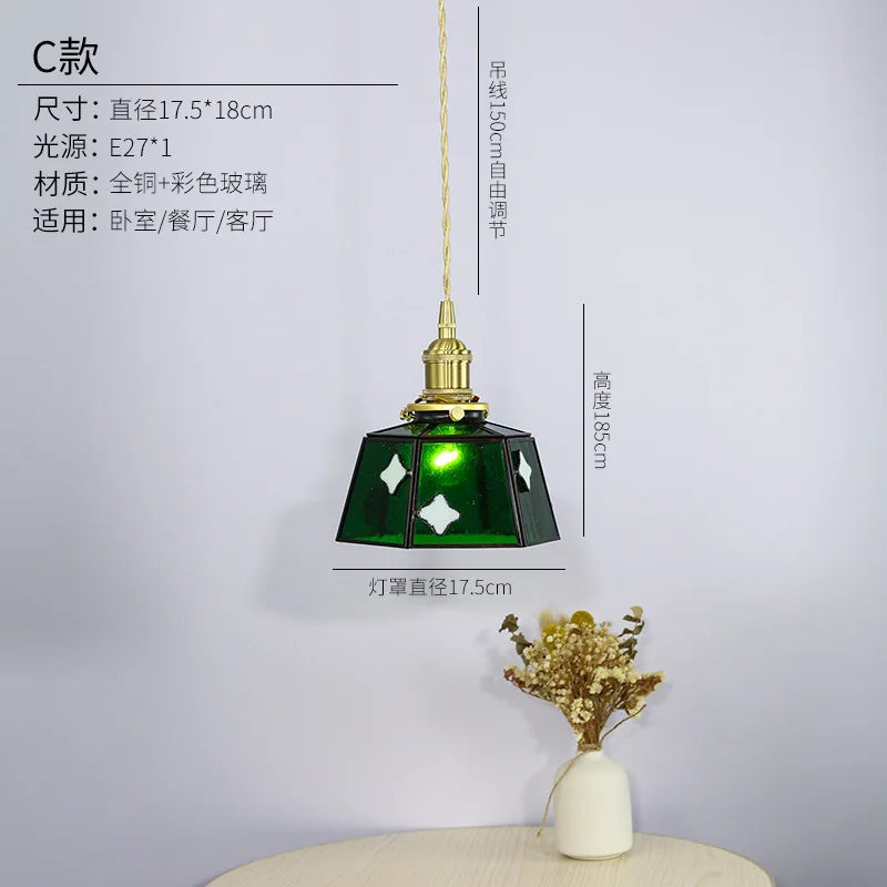 Pendelleuchte aus Buntglas im Retro-Design japanischer Stil für Innendekoration