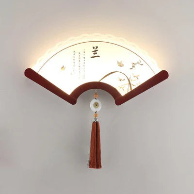 applique murale en bois éventail style rétro japonais à LED - vue 15 sur 18