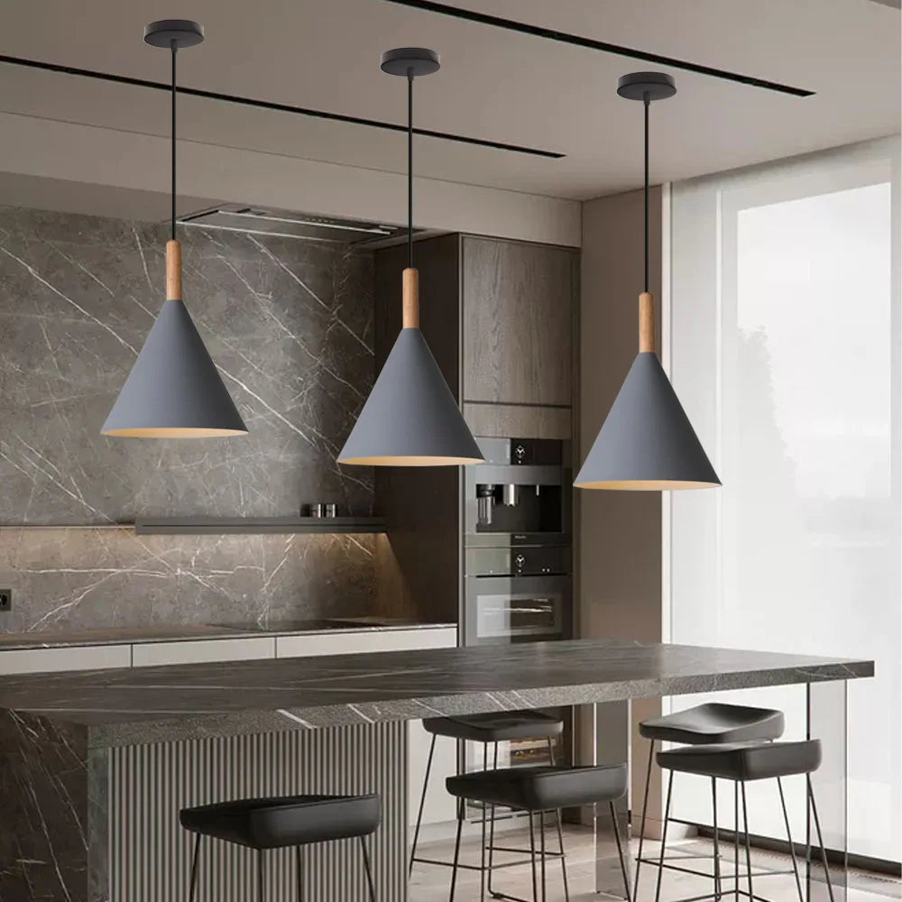 lampe led suspendue en bois design nordique moderne décorative - vue 7 sur 10