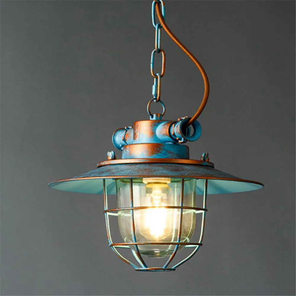Industrielle LED-Pendelleuchte im Retro-Stil aus Eisen und explosionsgeschütztem Glas Vintage - vue 3 sur 8