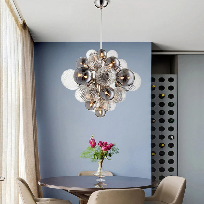 suspension design à bulles de verre moderne avec led - vue 4 sur 6