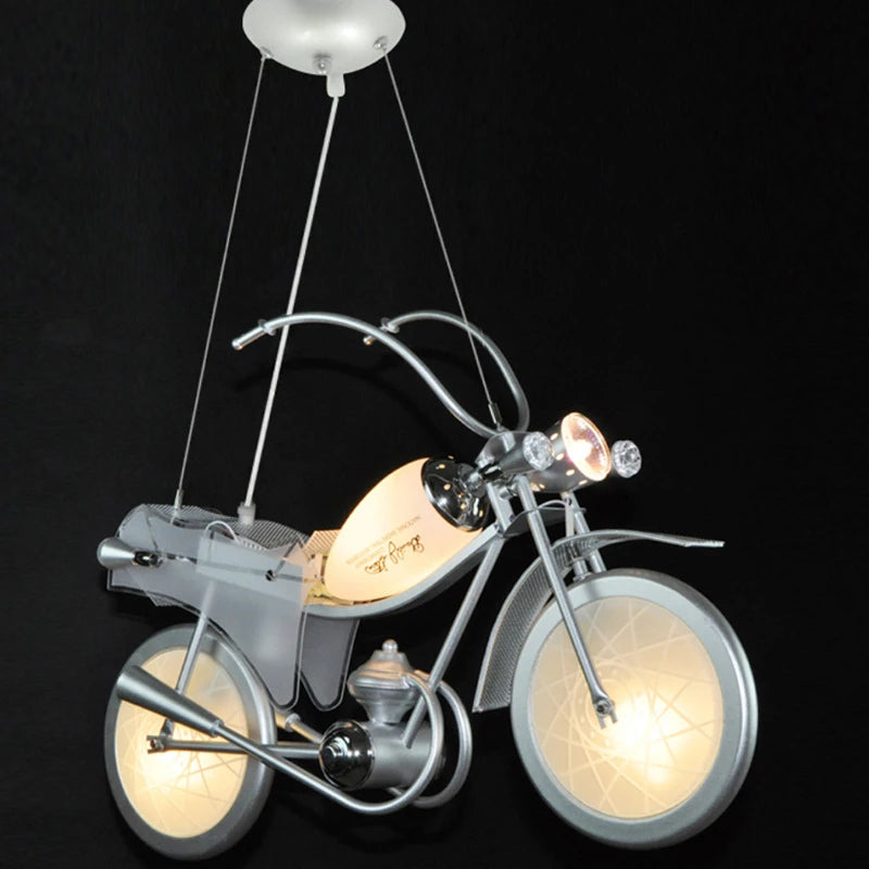 lustre led créatif nordique pour chambre d'enfants en acrylique moto - vue 6 sur 9